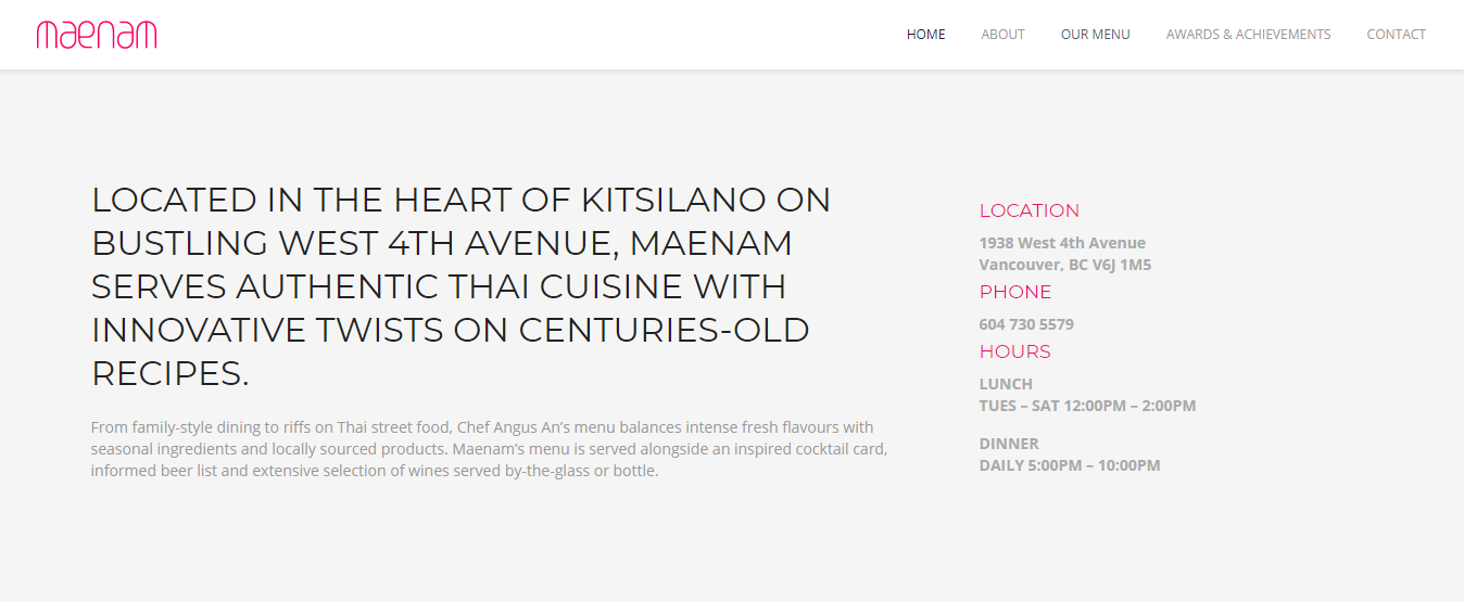 landing page maenam