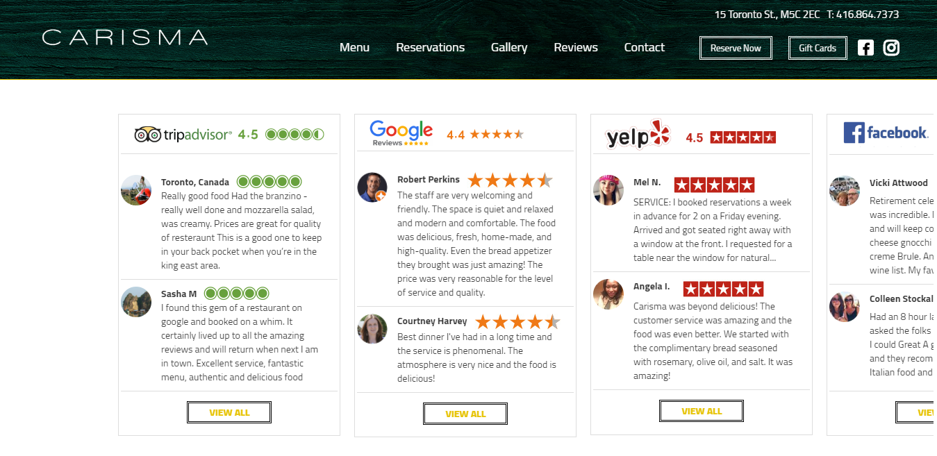 inspirasi landing page restauran carisma