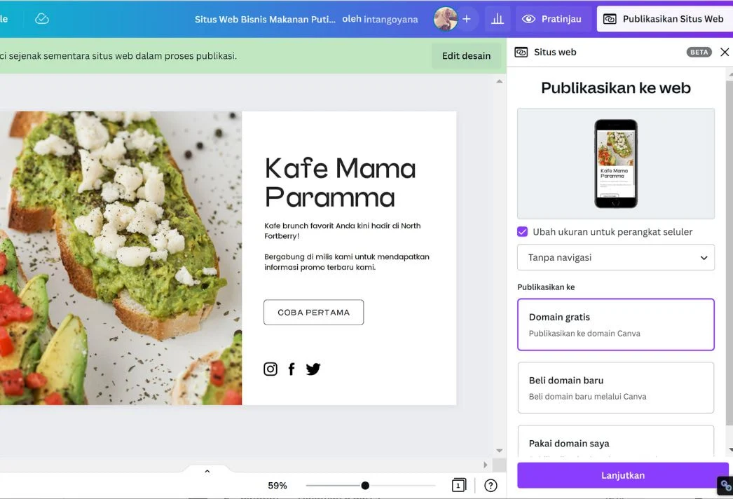buat landing page canva