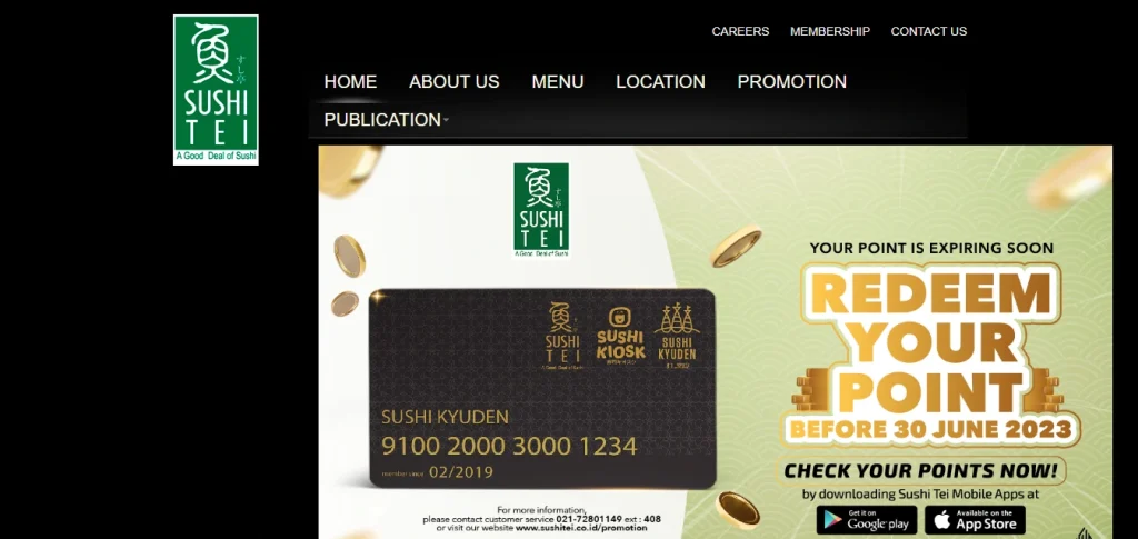 Landing page Sushi Tei